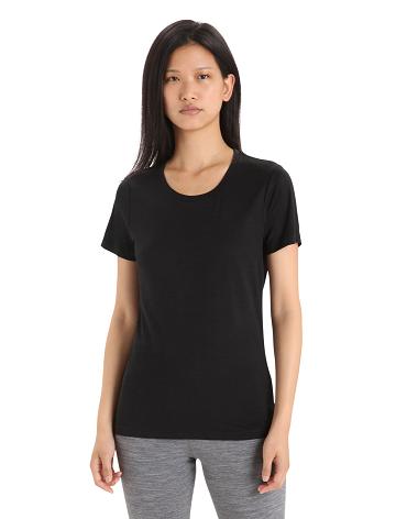 Black Icebreaker Merino Tech Lite II Short Sleeve Women's T Shirts | AU 1580CTVE